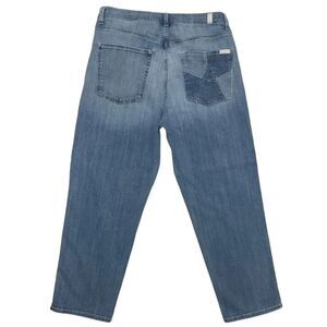 7 for all Mankind, High Waist Cropped Straight leg jeans, size 32. light blue